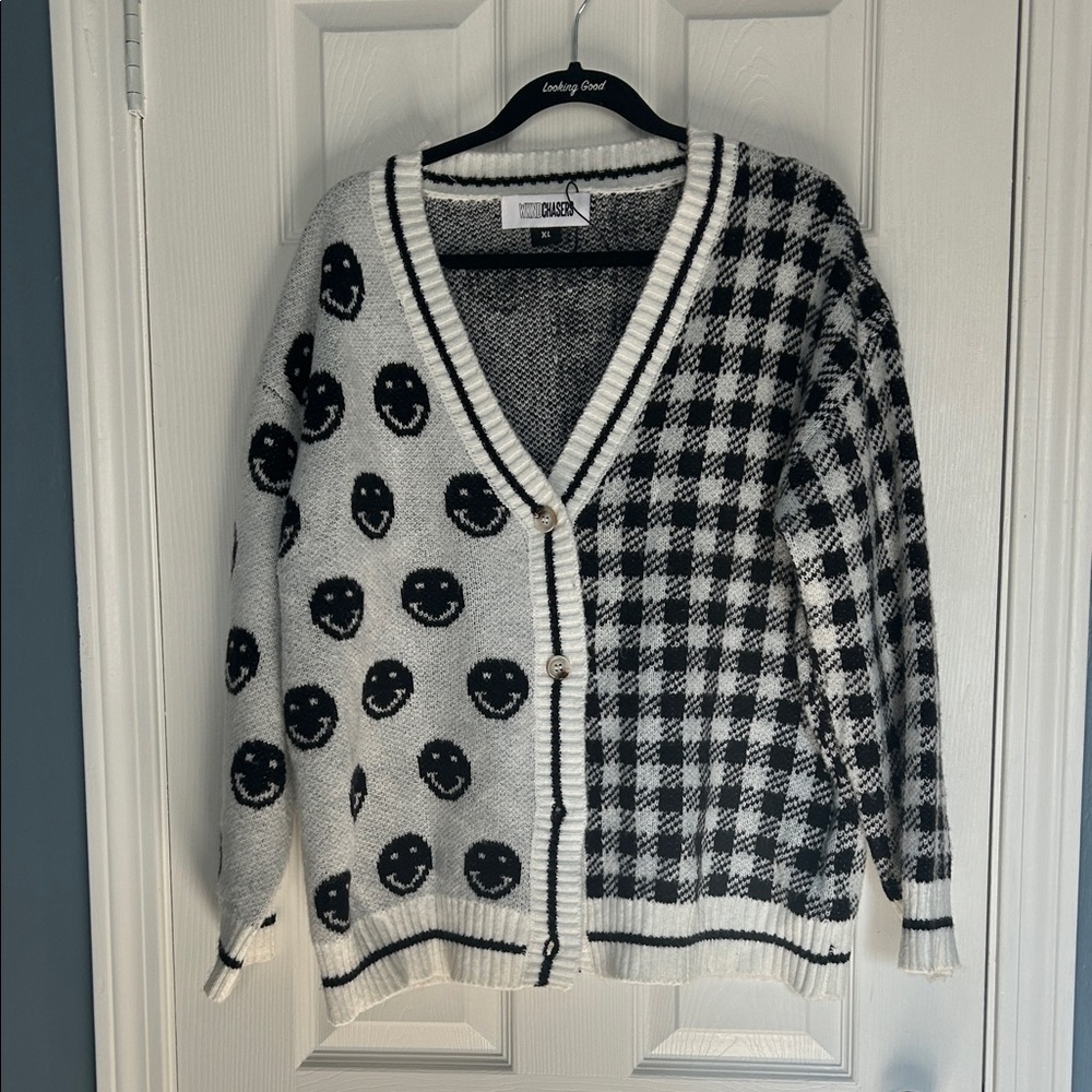 Smiley Face and Checkered Women's Sweater